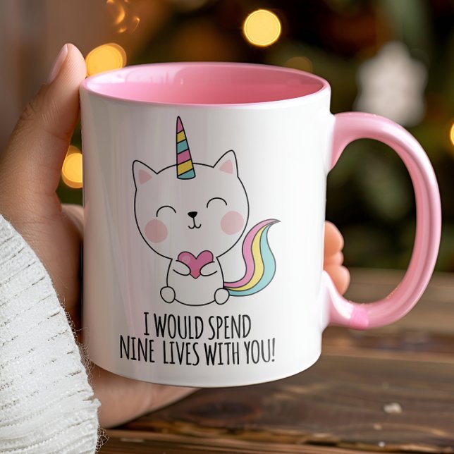 Caneca Nine Lives - Dia de os namorados de Pipoca-Gato-Ka (That's right the cat is out of the bag on this one and your love life will never be the same.)