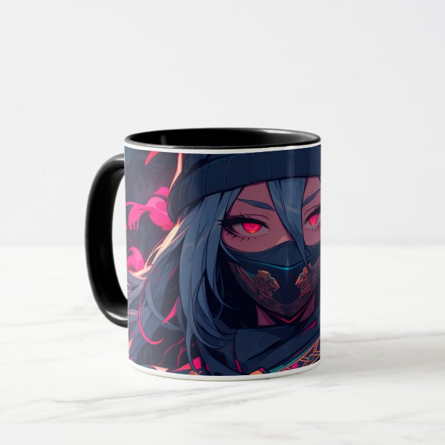 Caneca Ninja e sua arte de animação de lobos (Frente Esquerda)