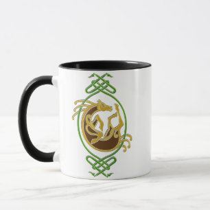 Caneca Nó Celtico de Cavalo - Verde e Dourado
