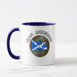 Caneca Nó de Tecido Escocês do Clã Anderson & Bandeira