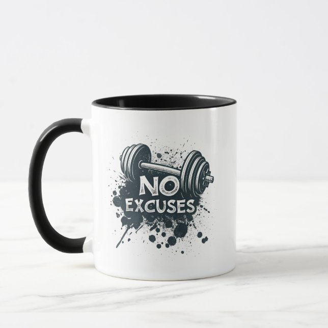 Caneca No Excuses Mug – Bold Motivational Coffee Cup (Esquerda)