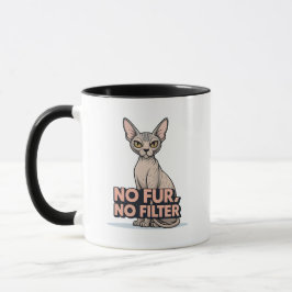 Caneca No Fur No Filter Sphynx Cat Attitude Art