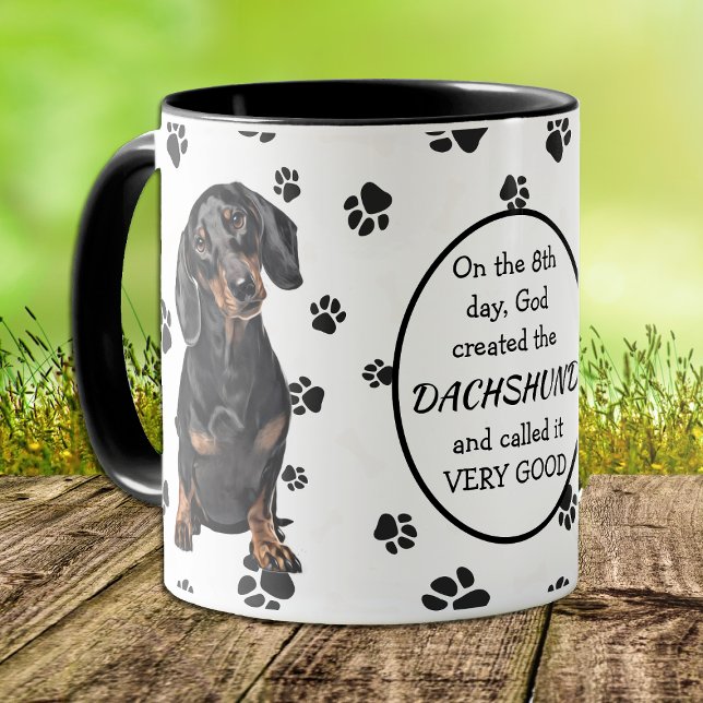 Caneca No oitavo dia Deus Criou Dachshances (Criador carregado)