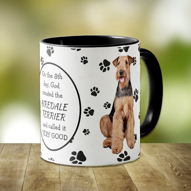 Caneca No oitavo dia Deus Criou o Airedale Terrier (Criador carregado)