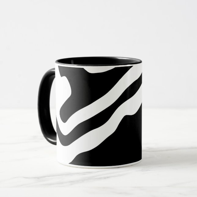 Caneca No Profundo: Abstrato preto e branco (Frente Esquerda)