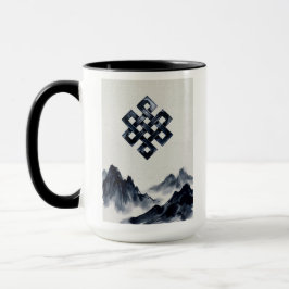 Caneca Nó Sem Fim Budista Zen Pacífico Montanhas Nebulosa