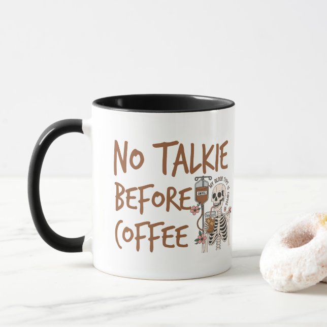 Caneca No Talkie Before Coffee funny cat lover gift (Com Donut)