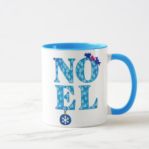 Caneca NOEL em um padrão de árvore de Natal azul