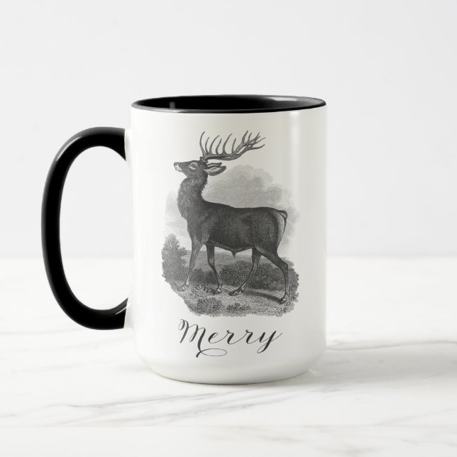 Caneca Noel mug with an beautiful antique deer etching. (Esquerda)