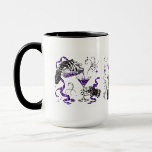 Caneca Noite das Meninas no Halloween Esqueletos Elegan