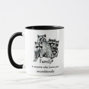 Caneca Noite de Amor entre Amigos da Família Raccoon