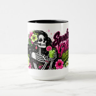 Caneca Noite de Boo-ze de Halloween Garota Esqueleto