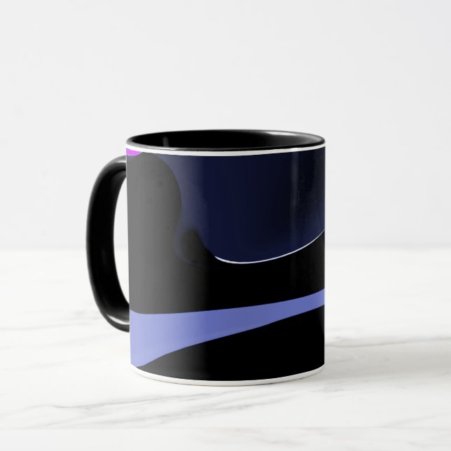 Caneca Noite do Cometa: Abstrato azul, roxo e preto (Frente Esquerda)