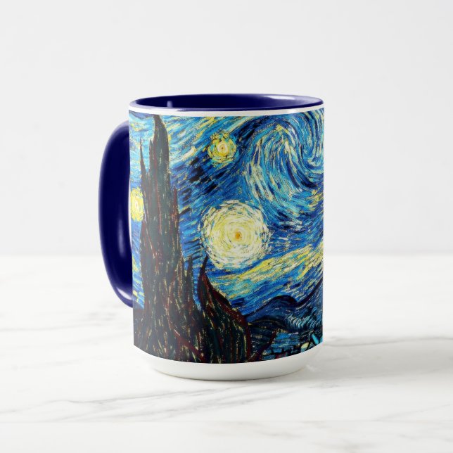 Caneca Noite Estrelada por Vincent van Gogh (Frente Esquerda)