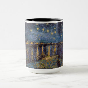 Caneca Noite Estrelada sobre o Rio Rhône por Vincent Van