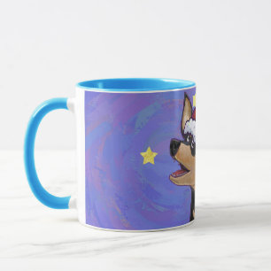 Caneca Noite estrelado Chihuhua festivo no chapéu do