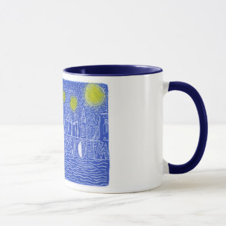Caneca Noite estrelado sobre New York… quem é John Galt?