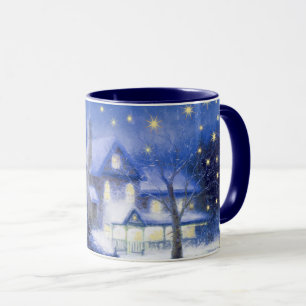 Caneca Noite Silenciosa. Presente de Pintura de Natal