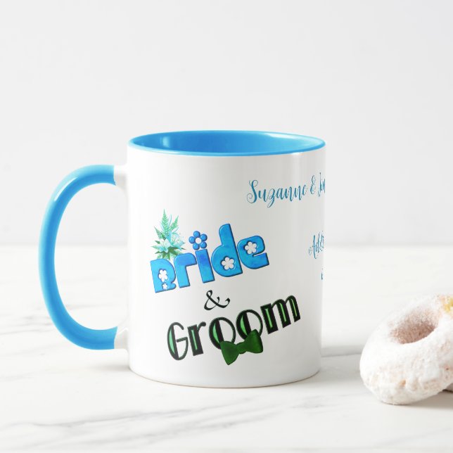 Caneca Noiva Bela E Casamento Personalizado Do Groom (Com Donut)