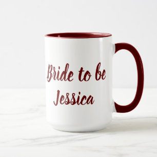 Caneca Noiva Burgundy Escrita Elegante Presentes Casament