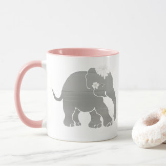 Caneca Noiva cinzenta bonito do elefante do vintage