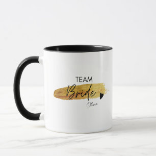 Caneca Noiva da Equipe Moderno Chic Personalizado Dourado