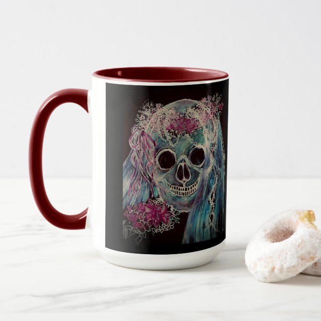 Caneca Noiva do crânio Mug 15 oz. (Com Donut)