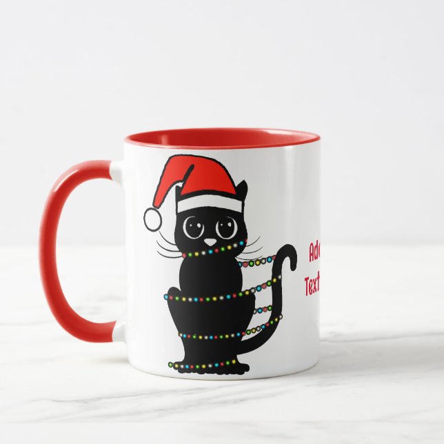 Caneca Noivo Negro Engraçado Natal Luz Noel Hat (Esquerda)