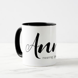 Caneca Nome ANNA Significa Meninas de Texto Preto Moderno