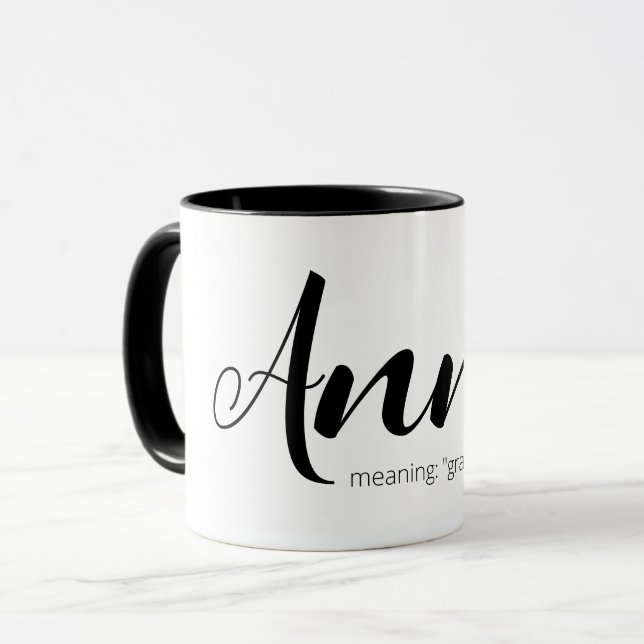 Caneca Nome ANNA Significa Meninas de Texto Preto Moderno (Frente Esquerda)