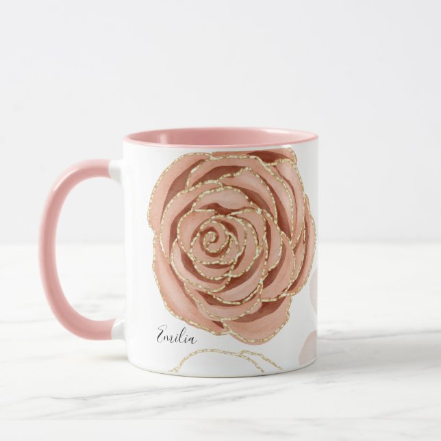 Caneca Nome Bonito Flor de Rosa Rosa (Esquerda)