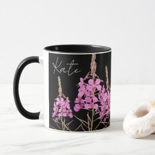 Caneca Nome bonito personalizável do boho floral rosa