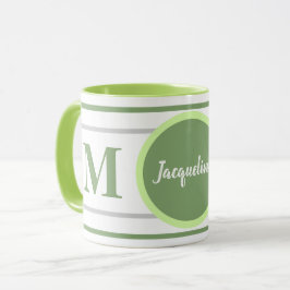 Caneca Nome Branco Verde Monograma
