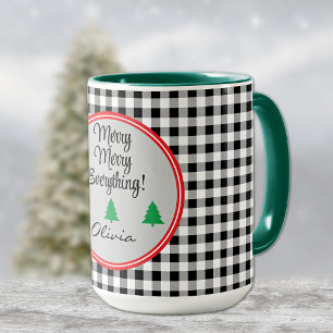 Caneca Nome, Cheque de Buffalo Preto e Branco 15oz. Combo