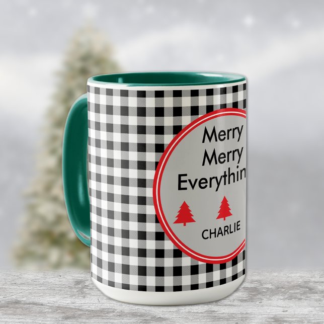 Caneca Nome, Cheque de Buffalo Preto e Branco 15oz. Combo (Criador carregado)