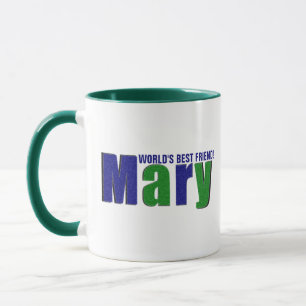 Caneca Nome Colorido Personalizado "Mary", Verde e Azul