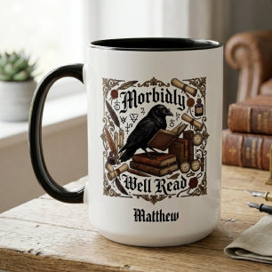 Caneca Nome Corvo Gótico Dark Academia