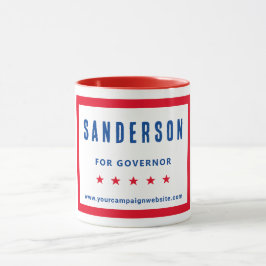 Caneca Nome da Campanha Red White Blue Eleição Política