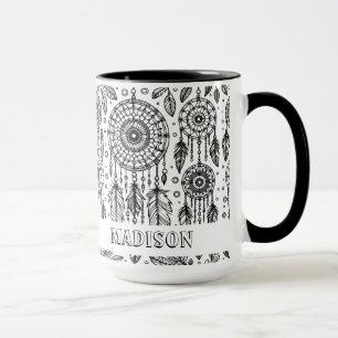 Caneca Nome da Coloração das Penas do Boho Dreamcatcher