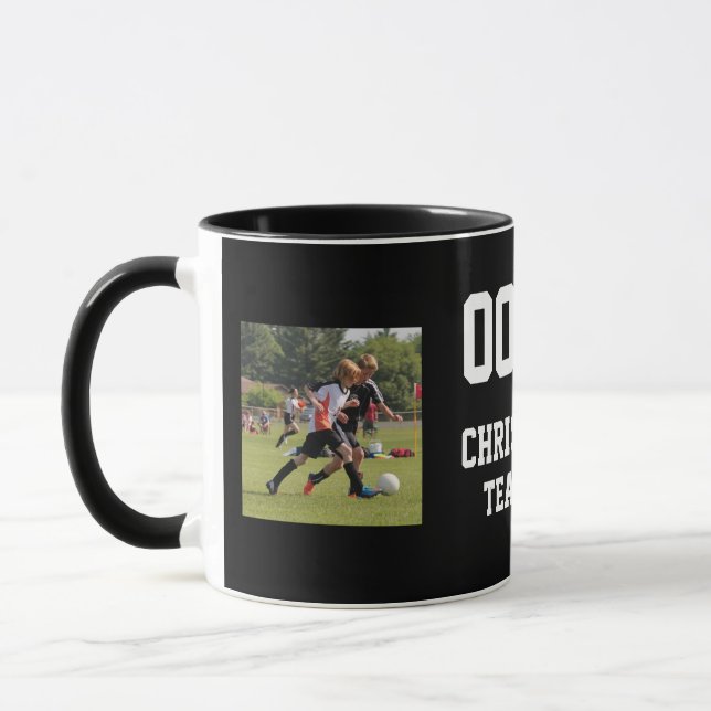 Caneca Nome da equipe de colagem de fotos do futebol 2 (Esquerda)