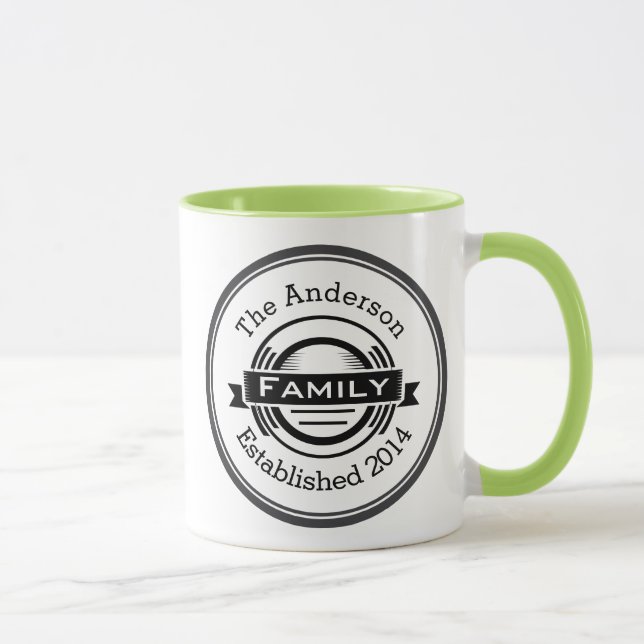 Caneca Nome da Família Personalizada do Estilo do Logotip (Direita)