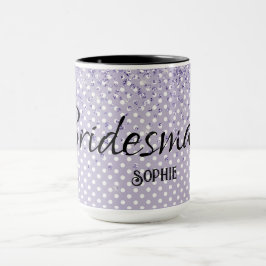 Caneca Nome da festa de casamento Lavendar Dots Glitter M