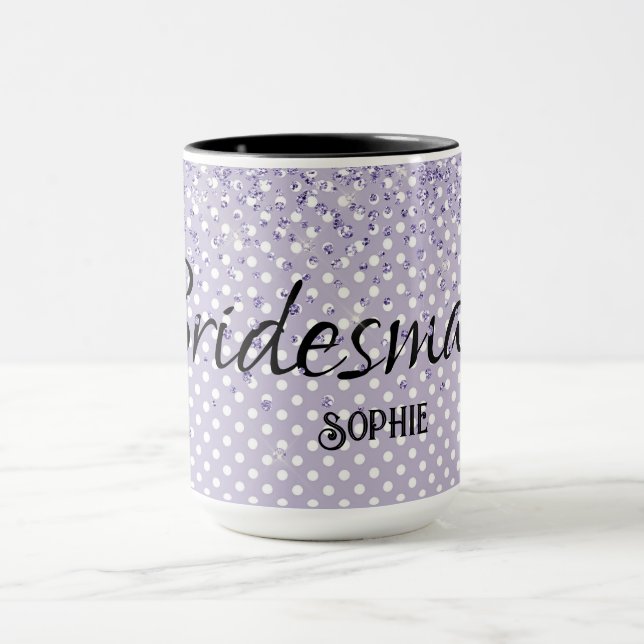 Caneca Nome da festa de casamento Lavendar Dots Glitter M (Centro)