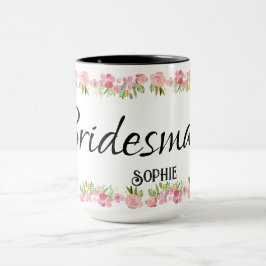 Caneca Nome da festa de casamento Pink Floral Mug