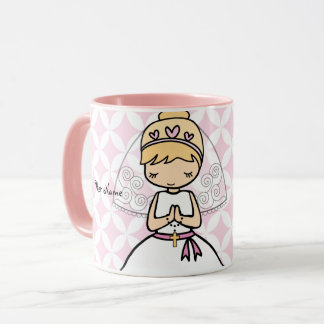 Caneca Nome da loura da Primeira Comunhão Adorável