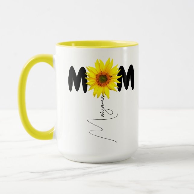 Caneca Nome da Mãe Moderna | Canela de girassol | Monogra (Esquerda)