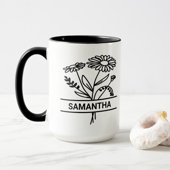 Caneca Nome da Mãe Personalizada do Mês de Nascimento do  (Com Donut)