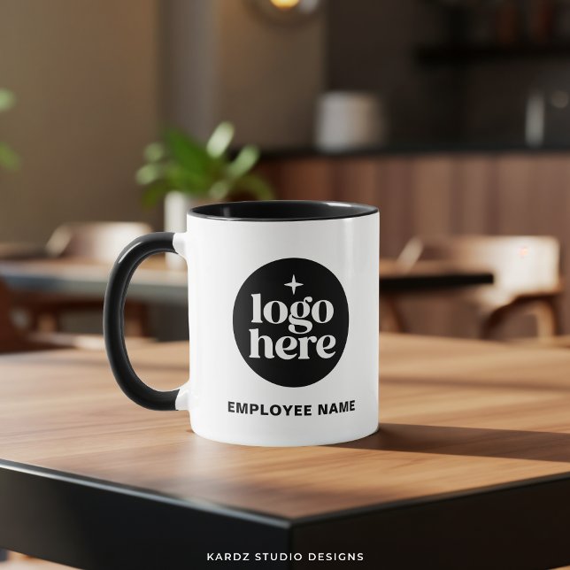 Caneca Nome da Marca Personalizada do Funcionário Logotip (11 oz. Combo Mug is shown. Personalize with logo and text and choose color and style.)