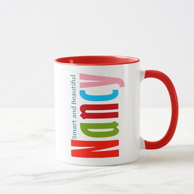 Caneca Nome da "Nancy" em Diversão Vibrante e Letras Colo (Direita)