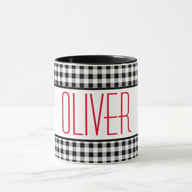 Caneca Nome de fonte magra Buffalo Check 11oz Combo Café (Centro)